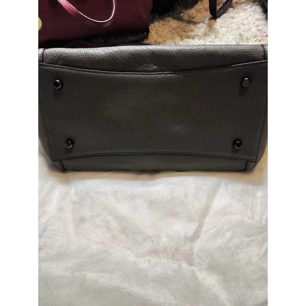 73c.Coach Edie 31 Grey Pebbled Leather Suede Shoulder Bag 20185 GunmetalHardware